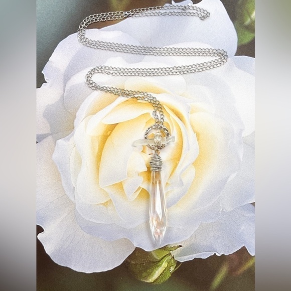 Handcrafted Wire wrapped Crystal Icicle prism Drop Pendant - Picture 1 of 9